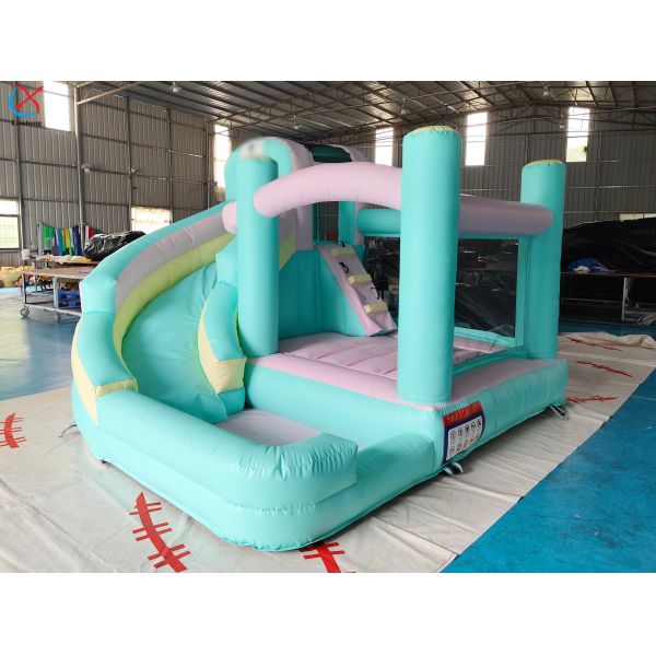 Commercial-Grade PVC Pastel Bouncy Castle with Slide for Kids Parties & Events