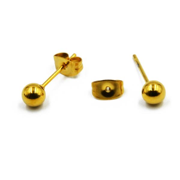 Surgical Steel Silver,Black,Gold&Rose Gold Color Ball Stud Earrings Punk Ear Tragus Ear Piercing Fake Taper For Women