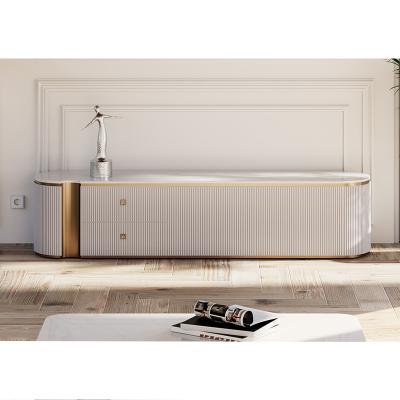 Simple Design Living Room White Wood TV Stand Home Furniture Storage Modern Modern Wooden Marble Slate Top TV Cabinet
