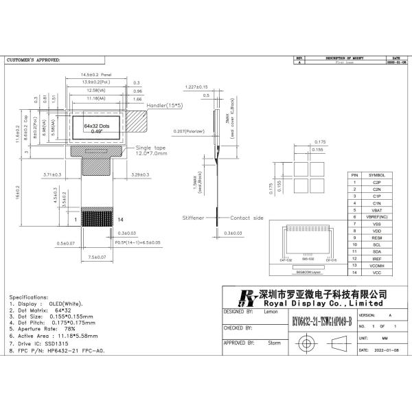 0.49 дюймовый OLED дисплей LCD модуль 64 * 32 с SSD1315 монохромный