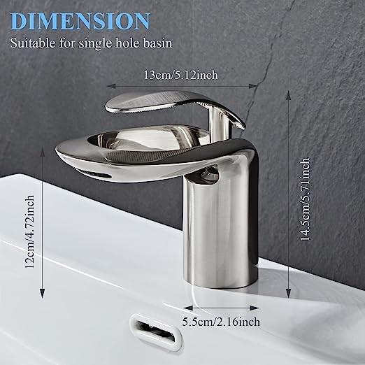 Round Hollowed Waterfall Bathroom Faucet Tap For Lavatory Vanity