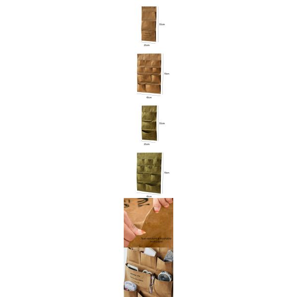 Japanese Washable Kraft Paper Storage Pouch Wall-Hanging Bedside Door-Back Organizer Multi-Purpose Bag for Household Clutter