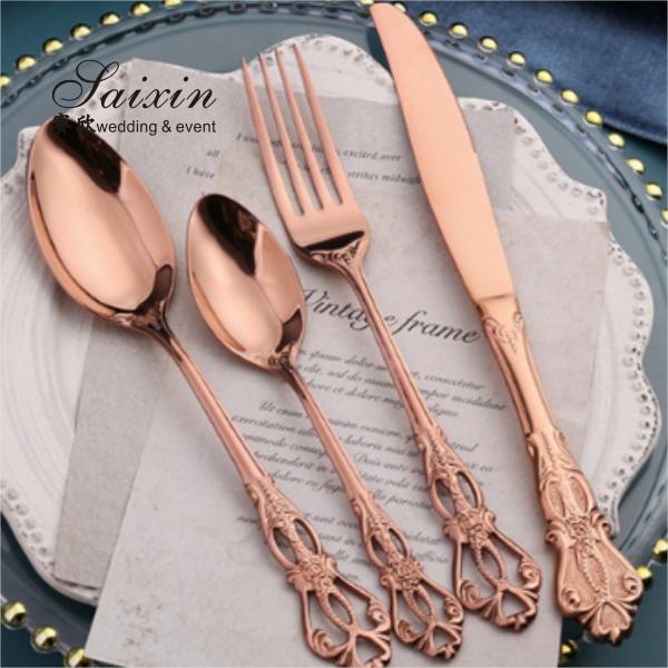 SX-GP-012 Роскошный винтажный нож из нержавеющей стали вилка ложка 4 части набор столовых приборов для свадебного ужина