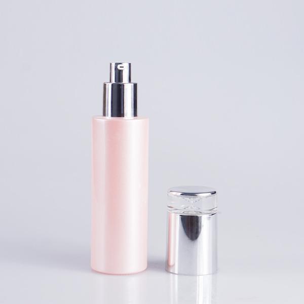 Garrafa cosmética da bomba do vidro cor-de-rosa da pintura 100ml 3.4oz para a loção dos cuidados com a pele