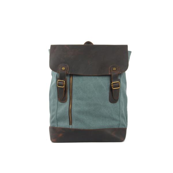 CL-530 Light Blue Vintage Design Canvas Leather School Backpack