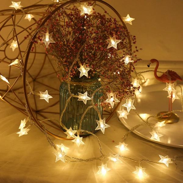 LED Star Fairy Lights Garland Curtain Lamp Remote Control USB String Wedding Decoration Lights Window Christmas Decorations