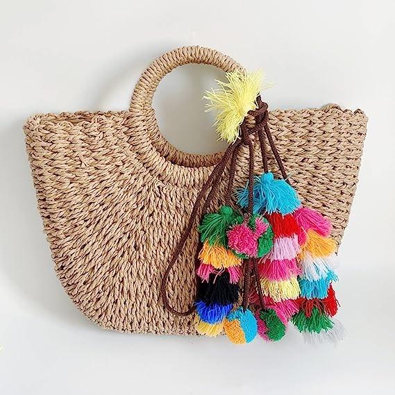Cute Pom Pom Tassel Boho Purse Charms For Handbags Backpack Keyring Keychain Waist Chain For Women