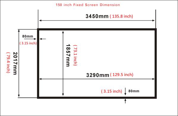 Best Seller Home Cinema Projection Screen 150 Inch Diagonal 16:9 3D Curved Fixed Screens