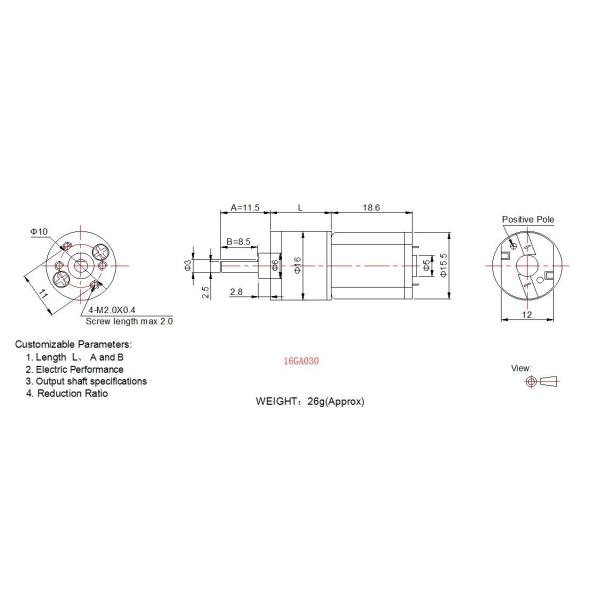 Smart Robot Micro Metal Gearmotor / 16mm Small Brushed DC Motor 3v 6v 12v