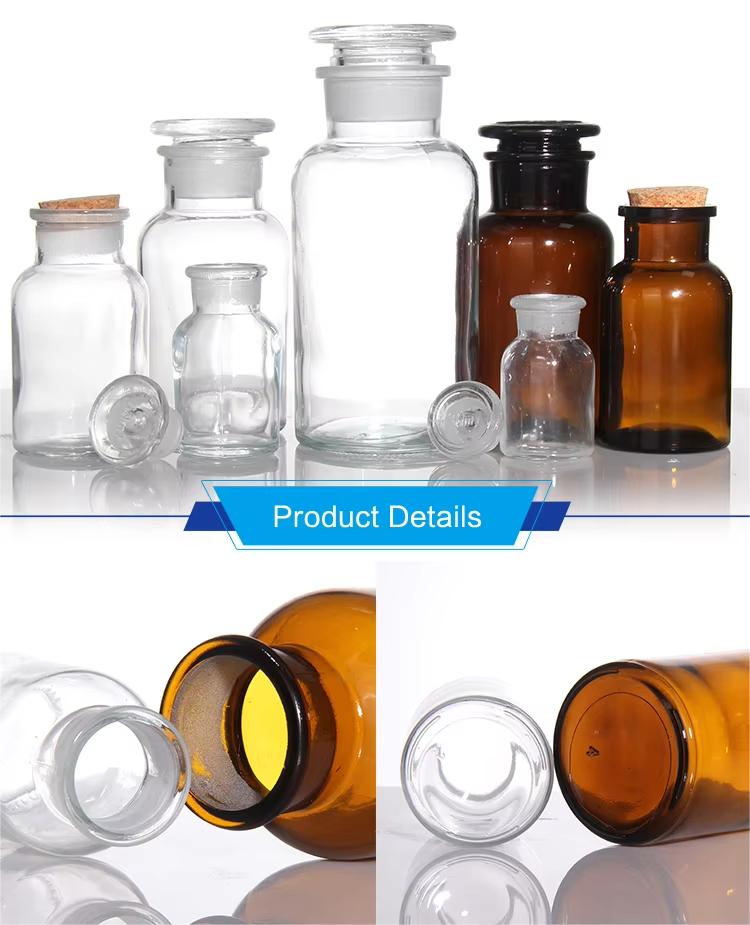 60 ml 250 ml 500 ml Круглое Прозрачное Широкое Ротное Реагентное Стеклянное Бутылочка С Крышками