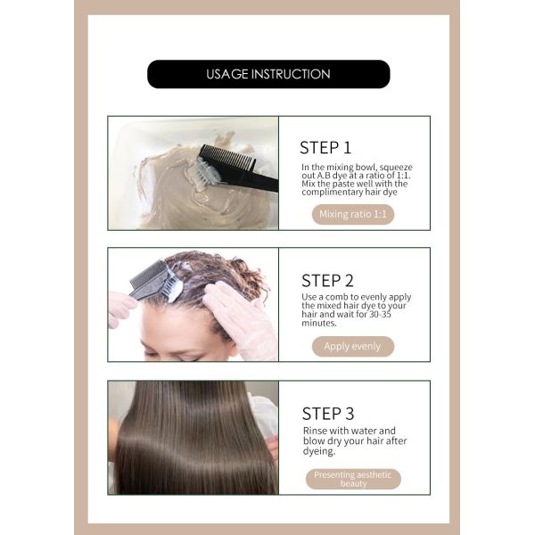 Formule à base de plantes pour coloration capillaire semi-permanente, sans ammoniaque, 200ml pour barbes