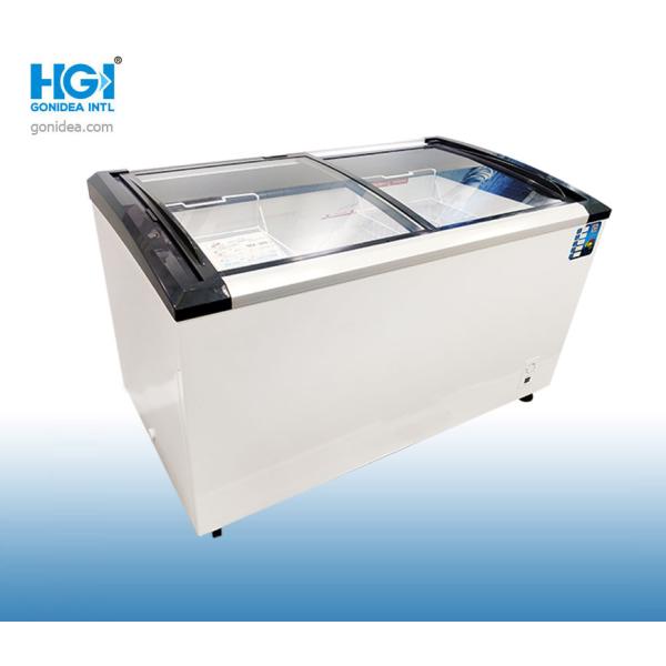 Curved Glass Top Deep Chest Freezer Commercial 10.5 CUFT For Shopping Mall