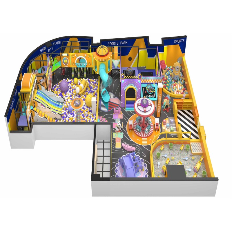 Integrated Macaron Custom Full Zone Family Entertainment Center Indoor Slide Ball Pit Maze Villa Playground