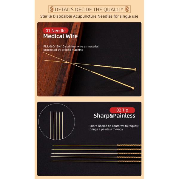 Sterile Oem Acupuncture Needles Disposable Gold Plated