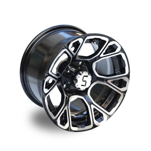 Shu-Ran Exclusive 12 Inches Golf Cart Machined/Glossy Black Wheels -25 Offset