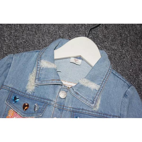 Spring 80CM 31.5in Childrens Jean Personalised Denim Jacket With Frosted Hole