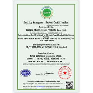 Jiangsu Shoufu Steel Products Co., Ltd. Certifications