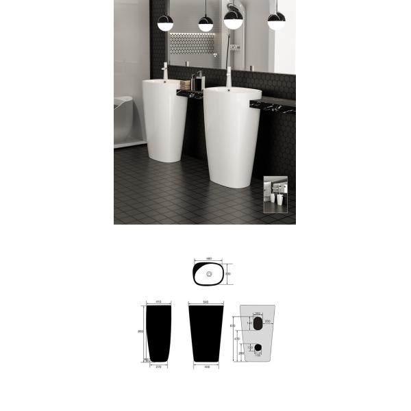 Hotel Sturdy Round Full Pedestal Wash Basin Free Standing 500*500*830mm