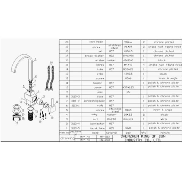 Contemporary Solid Brass Kitchen Sink Water Faucet with Square Single Handle