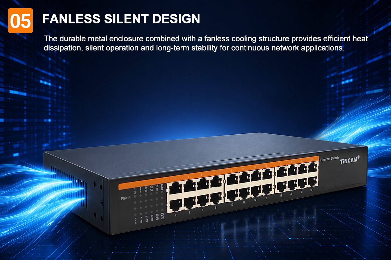 24 Port 10/100Mbps Fast Ethernet Switch Unmanaged Network Switch Rackmount/Desktop Metal Switch Internal Power Supply TBC-S4024N