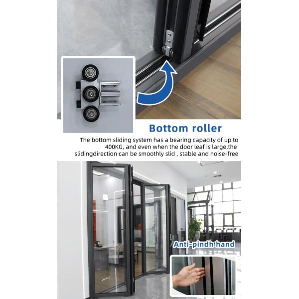 Thermal Break  Impact proof Soundproof Commercial  Accordion Folding Aluminum Doors Double Glazed BiFolding Door