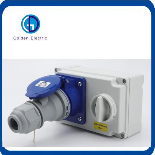 3p 5p 63A IP67 Waterproof Industrial Interlock with Gd Control Button and Switch