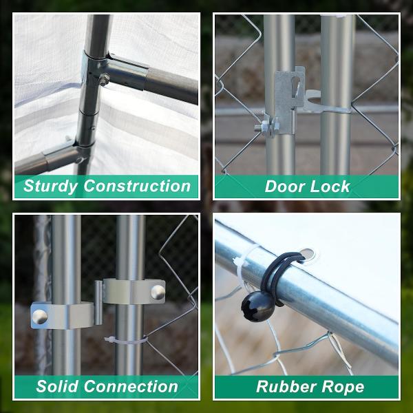 Outdoor Dog Kennels for Large Dogs with Roof, Heavy Duty Metal Dog Enclosures for Outside, Large House Cage Dog Pen