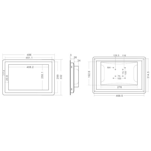 Врезанный устанавливающ все в одном шатоне ПК 3ММ панели тонком 19 дюймов широкий экран