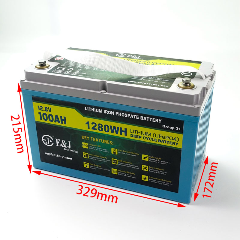 High Capacity BT LiFePO4 Lithium Ion Battery Pack 12V 100Ah 4S Unlimited Parallel Support