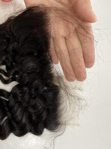 Deep wave 4X4  Customized 20A Natural Hairline Super Thin HD Lace Frontal100% Brazilian Human Hair Extensions
