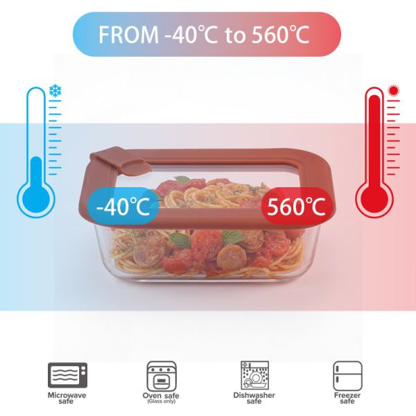 Microwave Safe and Leak-Proof Glass Food Storage Container with Plastic Free Glass Lid