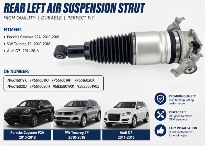 OE Quality Rear Air Suspension Shock Strut 7P6616019K for Porsche Cayenne (92A) VW Touareg (7P) Audi Q7