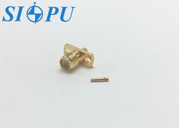SMA Female RF Coaxial Connector – Two-Hole Flange Mount, Compatible with 2# Semi-Flexible Cable