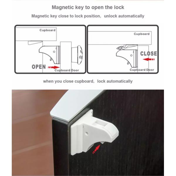 Magnetic Adhesive Child Safety Cabinet Locks Hidden ABS Material Easy Installation