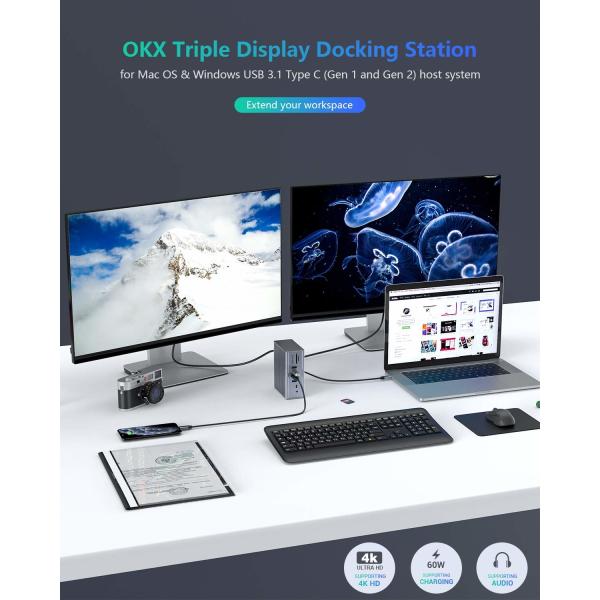 DisplayLink Docking Station Тримерный монитор Thunderbolt Dock 120w Адаптер питания Тримерный 4K дисплей MacBook