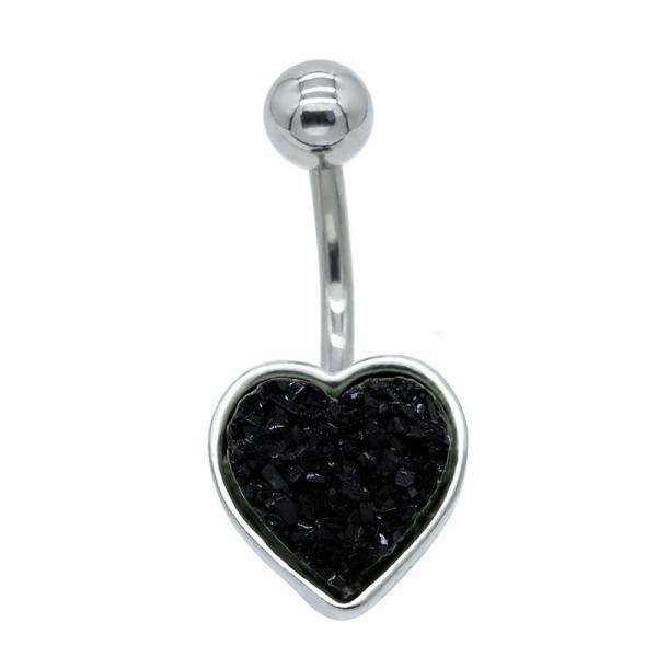 Hypoallergenic Belly Button Rings Rainbow Crystal Love Heart Dangle Navel Jewelry