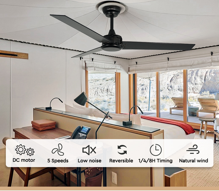 ceiling fan Спальня потолочный вентилятор 52 дюймов декоративный на открытом воздухе с дистанционным управлением 5 скоростей
