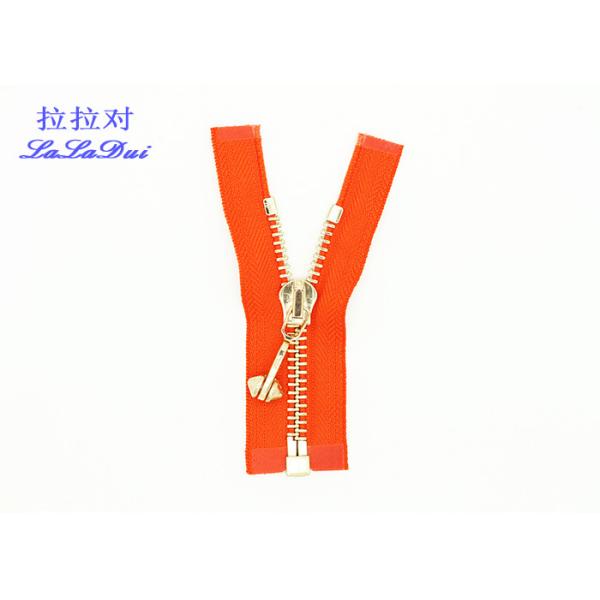Decorative 10 Inch Open End Metal Jacket Zippers Golden Teeth For Pocket