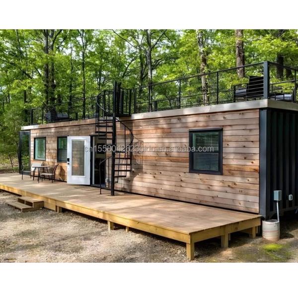 Main Structure Galvanized Steel Square Tubes Wooden Container Family House European Union Australia 40ft 2 Bedroom 1 Hall