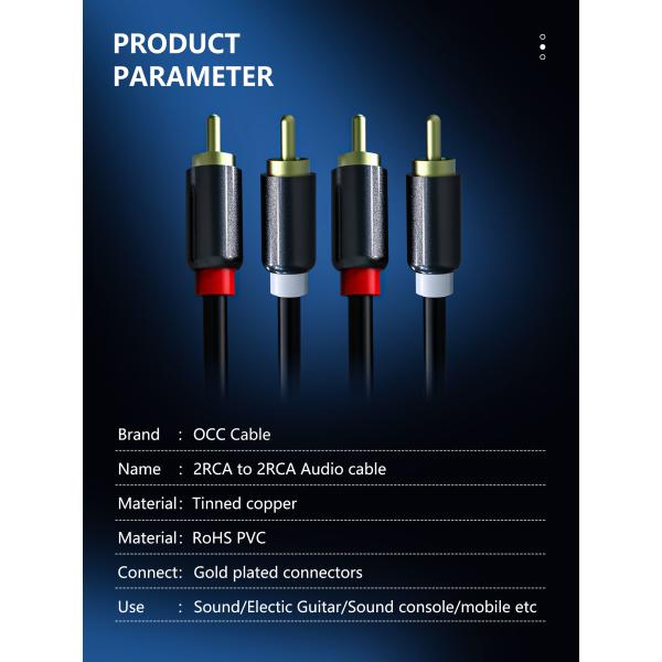 HDTV HiFi 6 Foot Audio And Video Cable 2RCA Male To 2RCA Male