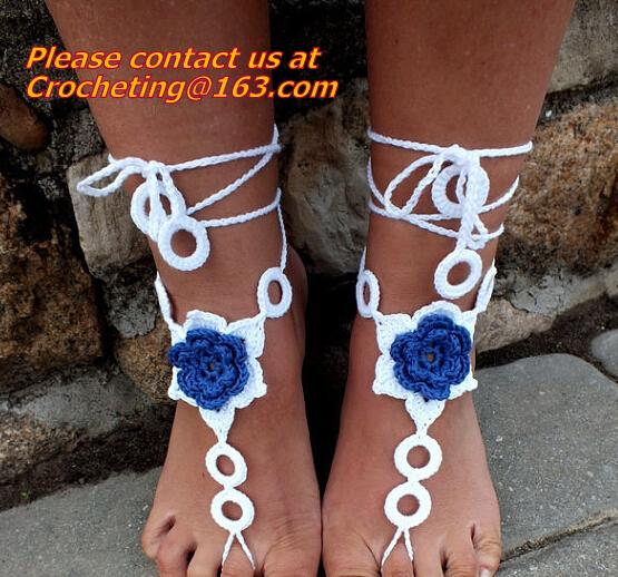 Crochet Barefoot Sandals, Nude shoes, Foot Jewelry, Beach Wedding, Sexy Anklet , Bellydance,Beach Footwear