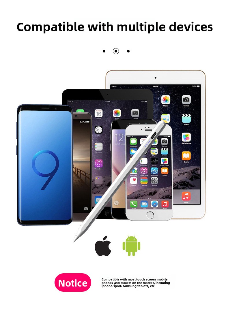 Active Metal Stylus Handwriting Compatible Capacitive Pen for iPad for & Android Devices Type-C Charging Adsorbable Design