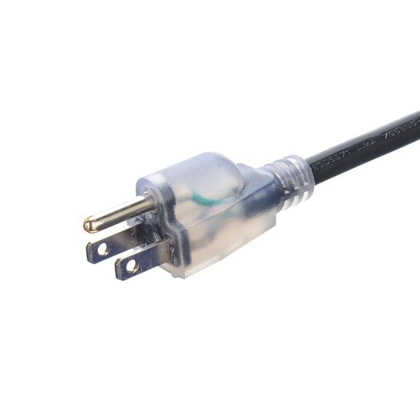 Weather-Resistant PVC Material Power Cord ETL NEMA 5-15 8/10/12 AWG Lighted Black Extension Cord 1 Outlets Festival Yard