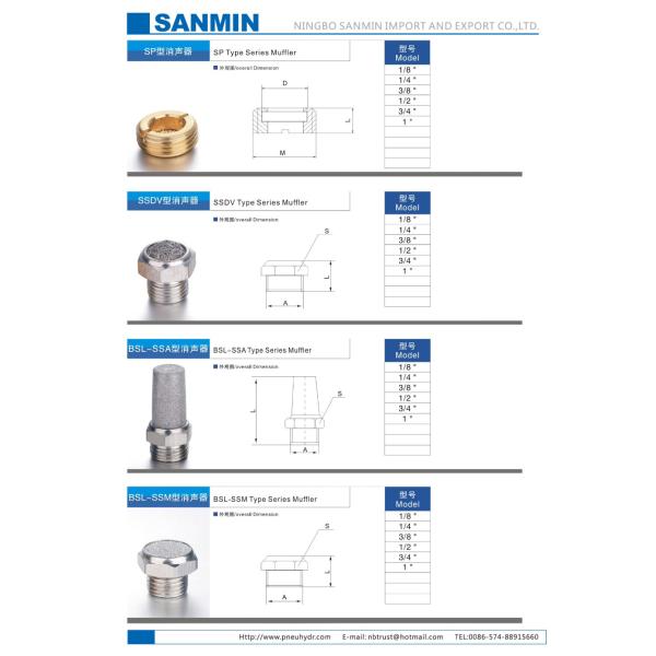 Stainless Steel Silencer Type Muffler Pneumatic Air Fittings NBSANMINSE BSL-SSA Type 1/8 1/4 3/8 1/2