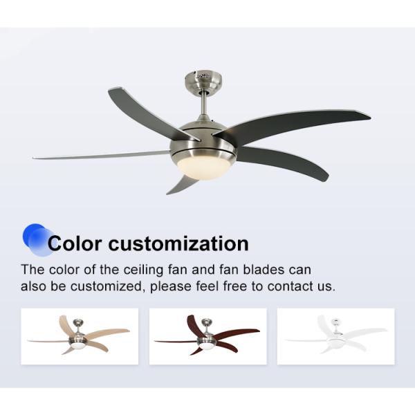 Lâminas modernas de controle remoto internas da madeira compensada do fã de teto 5 do diodo emissor de luz de 52 polegadas