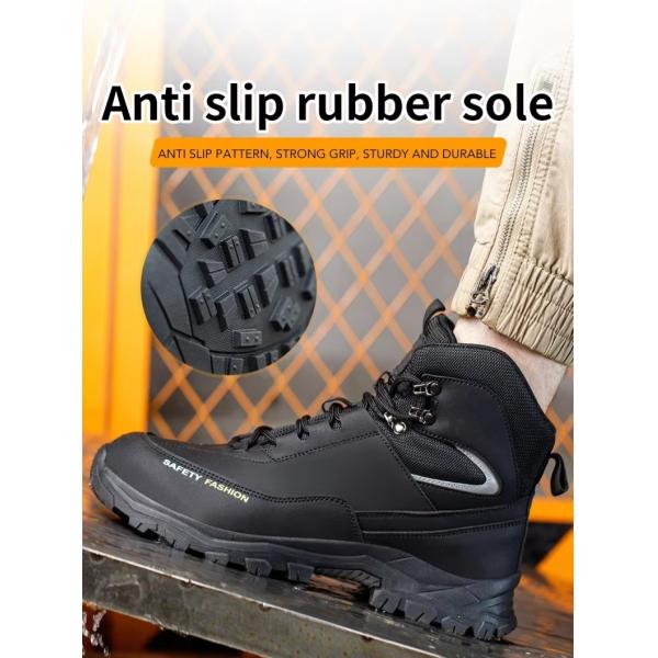 Black Green Non Slip Safety Boots Microfiber Leather Security Work Shoes