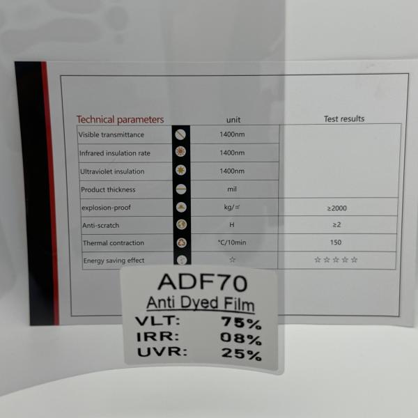 Sand Proof ADF70 Car Window Solar Film 99% UVR UV Resistant Car Window Tint Film