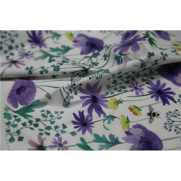 Digital Print PU Leather With Purple Flower Style For Light Coat , Raincoat