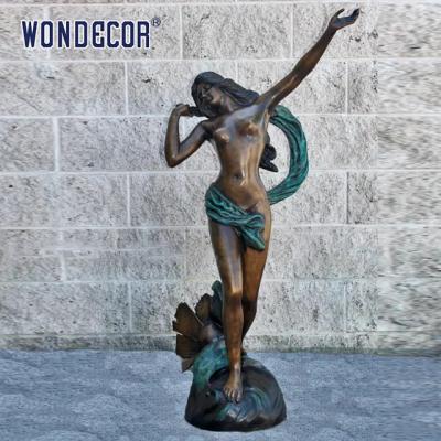 Decoração personalizada do jardim, estátua de bronze do metal do vida-tamanho de uma mulher bonita