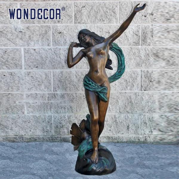 Подгонянное украшение сада, статуя в натуральную величину металла латунная красивой женщины